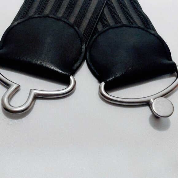 Old Navy-Material/Faux Leather-Black/Grey  Stretchy Wide Belt-M - Picture 8 of 11